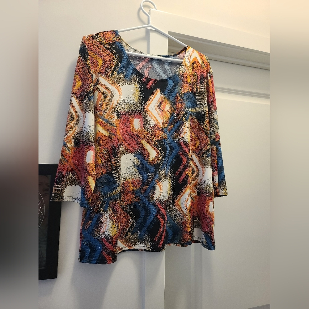 Revolution Graphic Blue and Orange 3/4 Sleeve Tunic